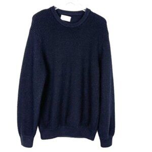 Zara Origins Heavyweight Chunky Crewneck Sweater. Midnight Blue. Men's Size XL